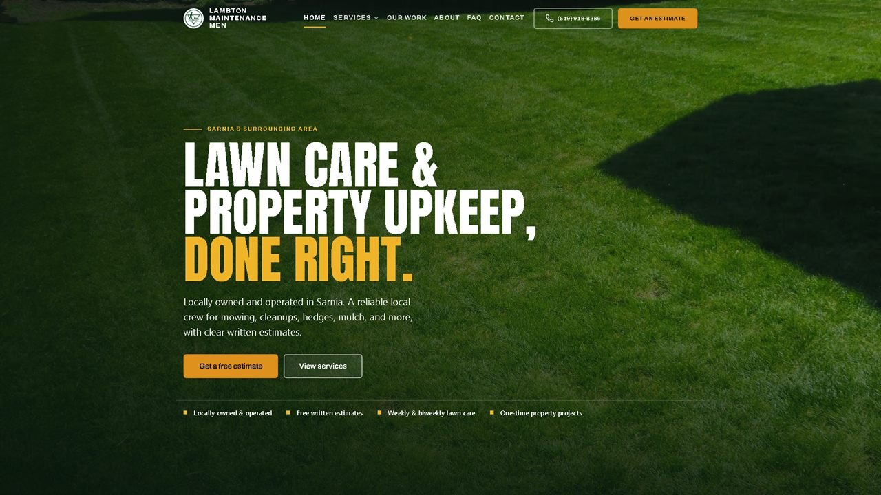 Lambton Maintenance Men homepage screenshot